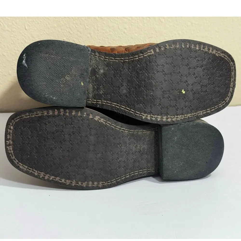 Smoky Mountain Youth Brown Ostrich Style 3752C Square Toe Cowboy Boots - Sz 13.5 - Picture 6 of 7